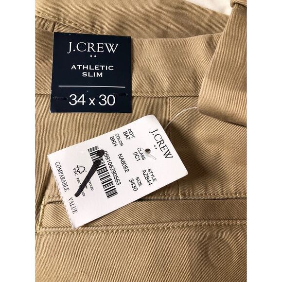 J. Crew Athletic Chino Pants Slim Fit British Khaki NWT Mens Waist 34 Length 30 - Picture 6 of 10